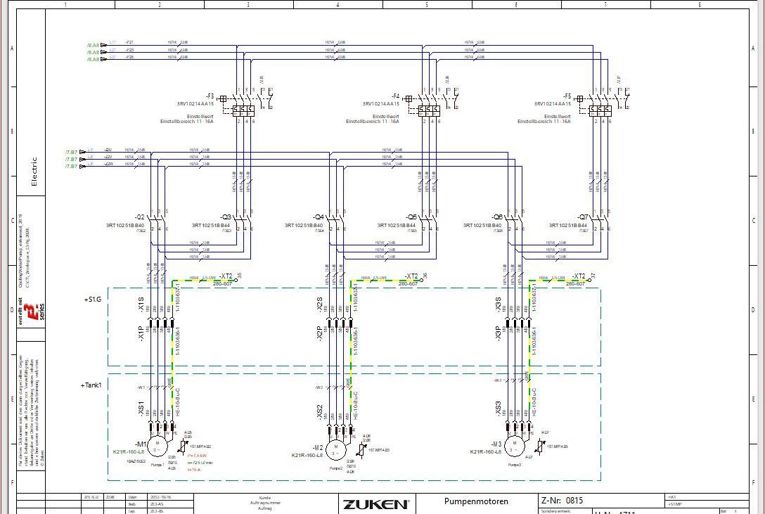 Wiring diagram within Electrical schematic design software output from Zuken E3.Schematic - E3.series
