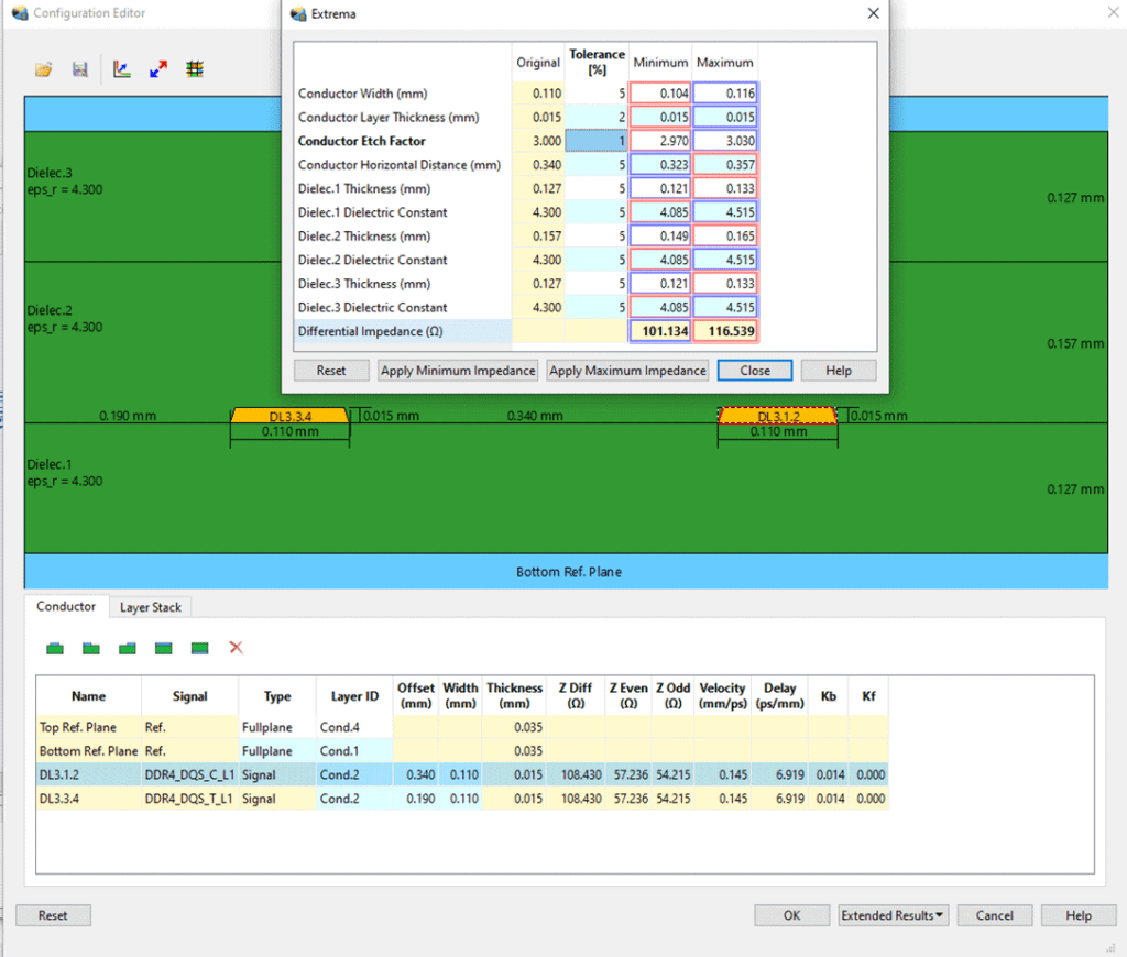 Design-Force-Advance-SI---Configuration-Editor---Manufacturing-tolerances - PCB simulation software